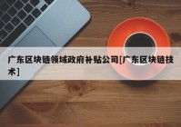 广东区块链领域政府补贴公司[广东区块链技术]